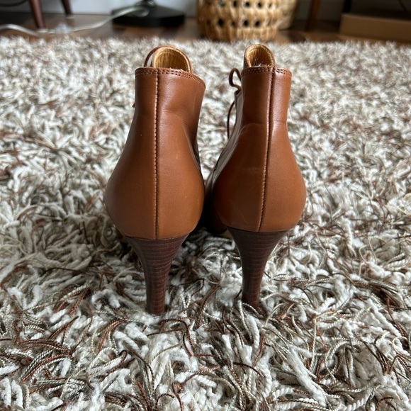 Sezane Brown Leather Lace Up Booties Size 38 - Picture 6 of 9